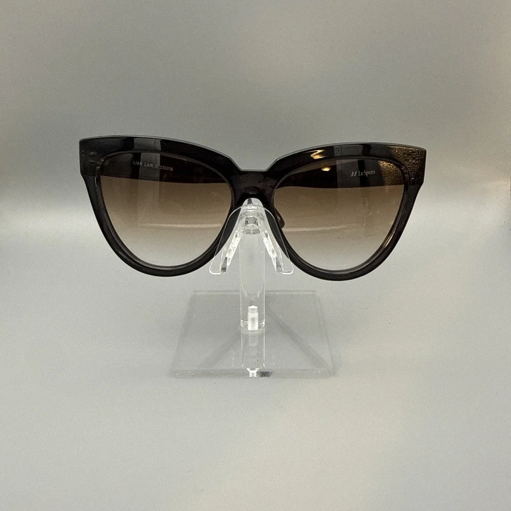 Le Specs Authentic Polarized Black Thick CatEye Sunglasses 'Liar Lair' 57-16 147